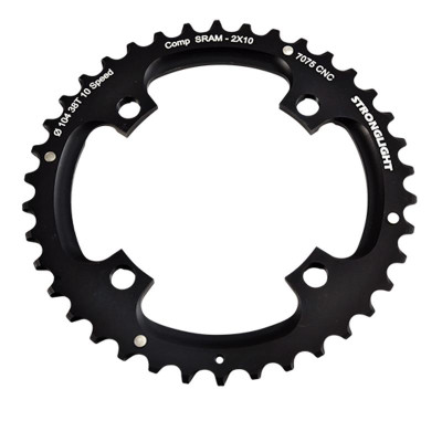 PLATEAU VTT DOUBLE DIAM 104 EXT. 38DTS NOIR 4BR. ALU 7075 STRONG 10V SRAM (PLATEAU FILETE)