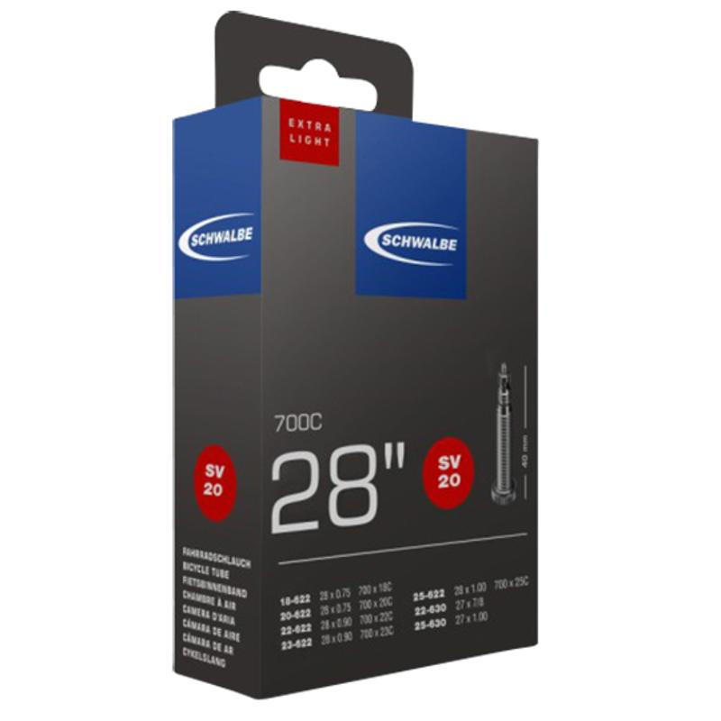 CHAMBRE AIR ROUTE 700X18/25 VP SCHWALBE SV20 EXTRA LIGHT VALVE 60MM (OBUS DEMONTABLE)