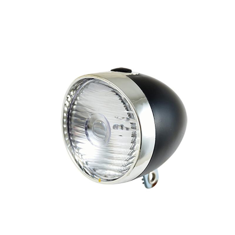 ECLAIRAGE VELO PILE AV OPTIMIZ NOIR/CHROME 1 LED BLANCHE STYLE RETRO (FIXATION GARDE-BOUE)