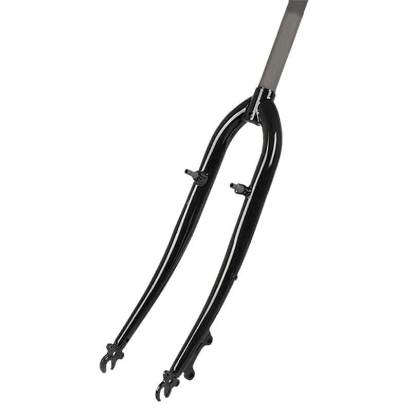 FOURCHE VTC 28" ACIER FILETE 1" 1/8 NOIRE V-BRAKE A TASSEAUX+DISQUE IS