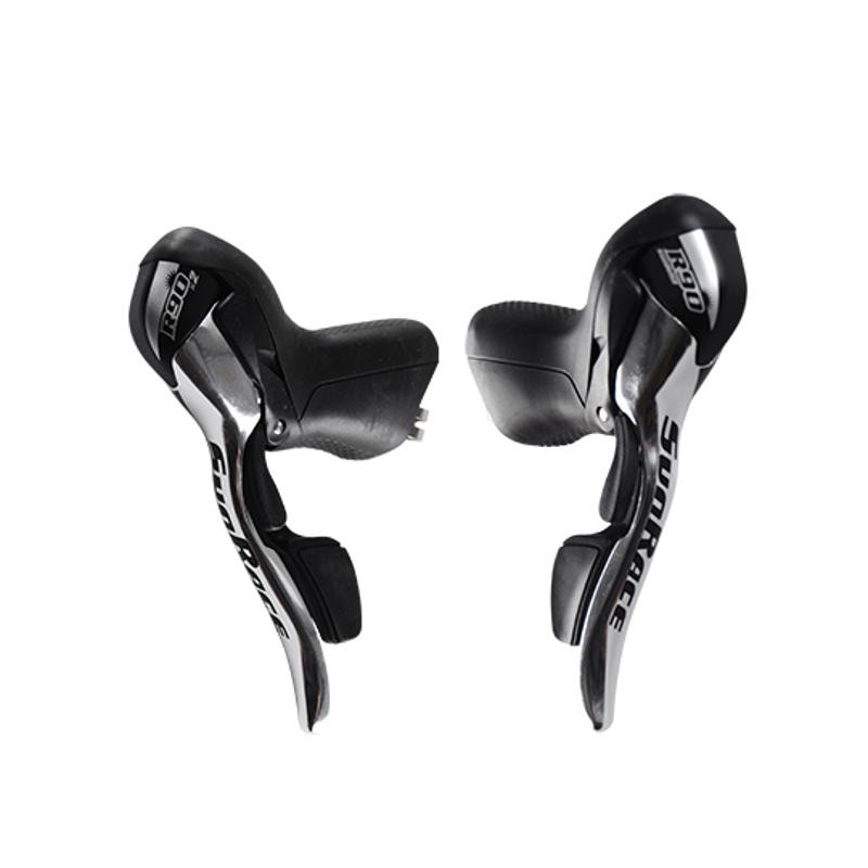 LEVIER/MANETTE ROUTE  9V. SUNRACE R91 COMPATIBLE SHIMANO DOUBLE NOIR/ARGENT (PR)