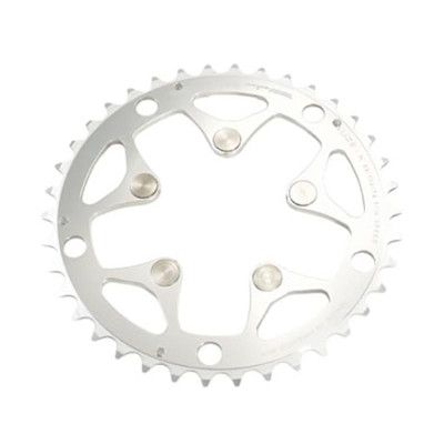 PLATEAU ROUTE DIAM 130/74 PORTEUR 38DTS ARGENT ALIZE-K POUR TRIPLE TA 8/9/10V. 5 BRANCHES