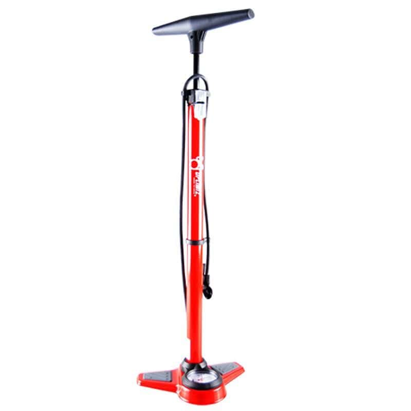POMPE A PIED OPTIMIZ ACIER ROUGE MANO 11 BARS DOUBLE TETE PLASTIQUE VS/VP