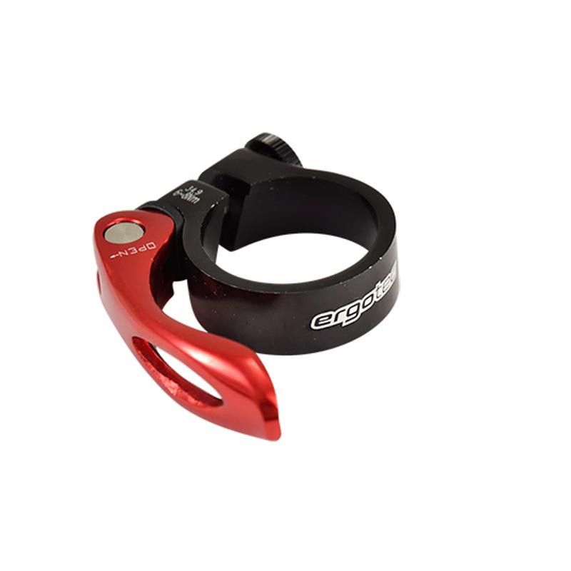 COLLIER TIGE DE SELLE VTT/VTC D34.9 MM NOIR/ROUGE ALU 6061 + SERRAGE RAPIDE