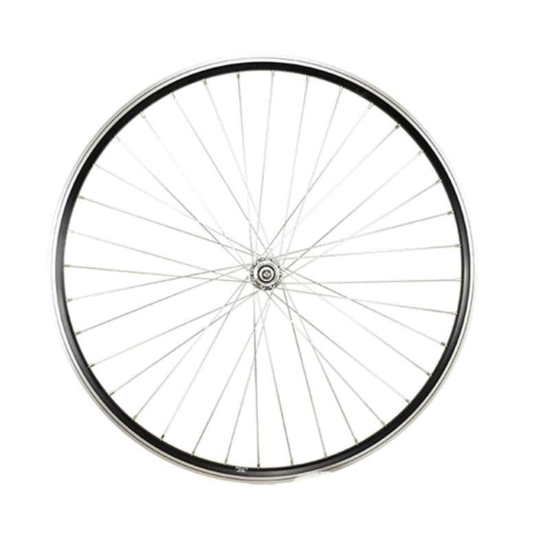ROUE VTC 28" AV ECROU AXE PLEIN JANTE NOIR MACH1 ER10.MOY MICHE MAGNUM V-BRAKE 36T