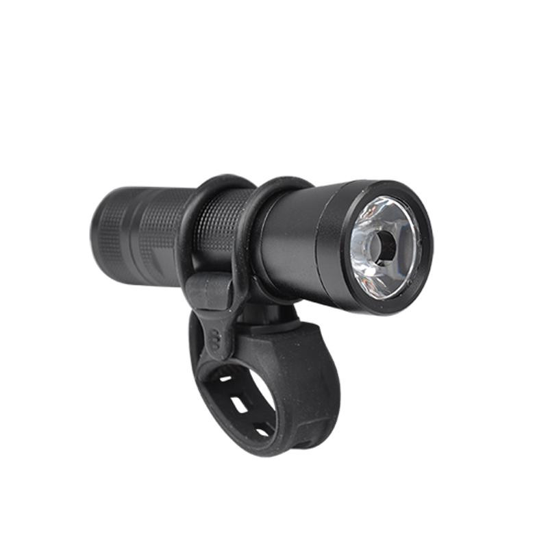 ECLAIRAGE VELO PILE AV TORCHE 200 LUMEN ALU NOIR (FIXATION CINTRE/FOURCHE)