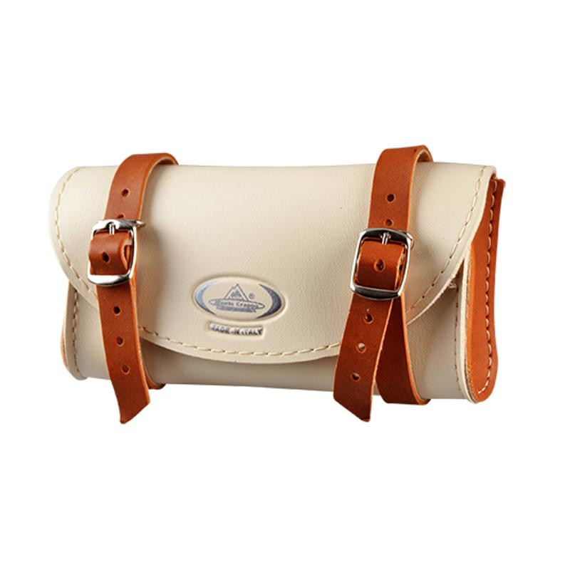 SACOCHE SELLE MONTE GRAPPA IMITATION CUIR VINTAGE CREME/MARRON
