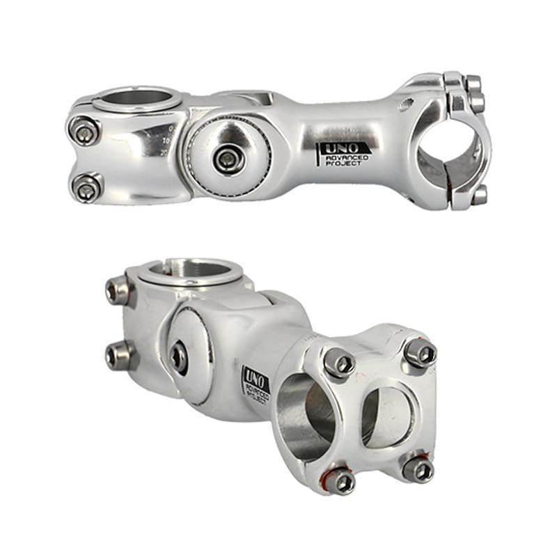 POTENCE REGLABLE AHEAD SET 1"+1"1/8 L110 UNO ALU ARGENT 0 A 60° (CINTRE 25.4)