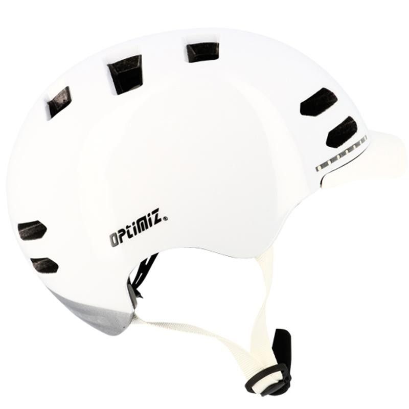 CASQUE URBAIN OPTIMIZ O370 BLANC BRILLANT IN MOLD T.S (LED ET CLIGNO INTEGRE) - PRIX NET