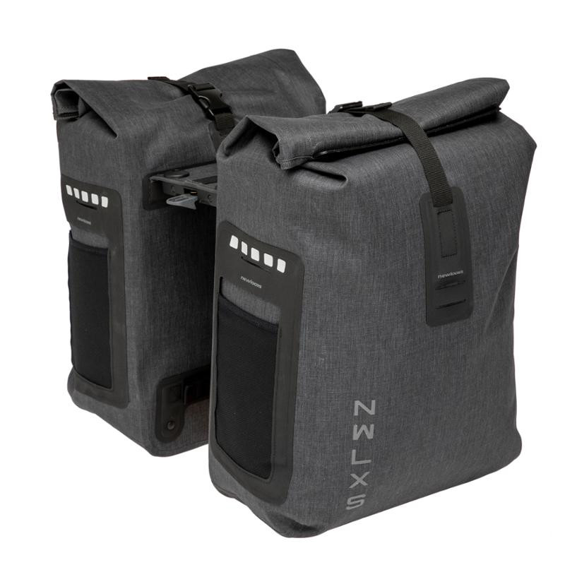 SACOCHE VELO PORTE BAGAGE A PONT NEWLOOXS VARO DOUBLE PANNIER GRIS RACKTIME - 40 LITRES -