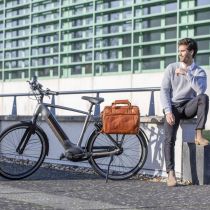 Sacoche Vélo Porte-Bagages Newlooxs Cuir Cali Cognac 17L 40X31X15cm
