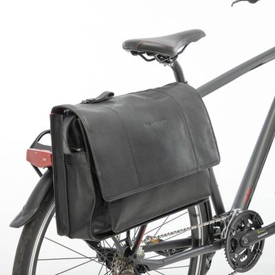 Sacoche Vélo Porte-Bagages Newlooxs Cuir Fellini Noir 18L 40X32X15cm