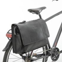 Sacoche Vélo Porte-Bagages Newlooxs Cuir Fellini Noir 18L 40X32X15cm