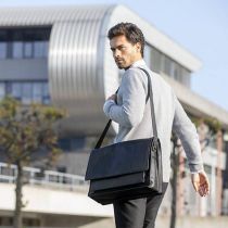 Sacoche Vélo Porte-Bagages Newlooxs Cuir Fellini Noir 18L 40X32X15cm