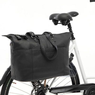 Sacoche Vélo Porte-Bagages Newlooxs Cuir Verla Noir 21L 34X44X18cm