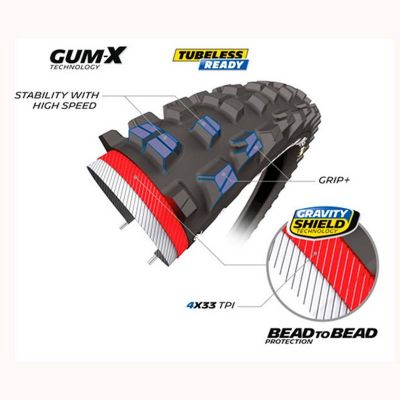 Pneu VTT Michelin 29X2.40 TR DH34 Performance Line Gum-X Bike Park Tubeless Ready Noir