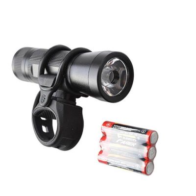 ECLAIRAGE VELO PILE AV TORCHE 200 LUMEN ALU NOIR (FIXATION CINTRE/FOURCHE)
