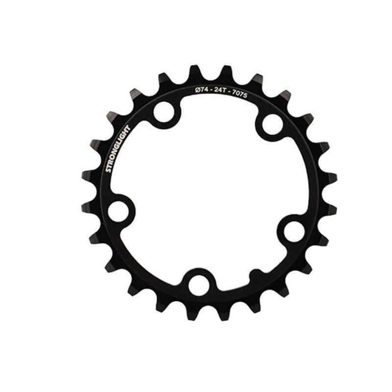 Plateau Route Stronglight Ø 74mm Intérieur 24 Dts Noir Alu 7075 Triple Campa/Shimano