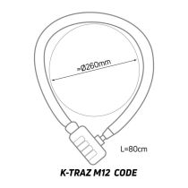 Antivol Vélo Chaîne à Code Zéfal K-TRAZ M 12 Ø 8mm L 0.8M Noir