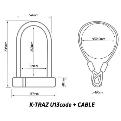 Antivol Vélo U à Code Zéfal TRAZ U13 115 x 230mm avec Câble à Boucles Ø 10mm