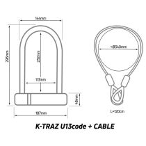 Antivol Vélo U à Code Zéfal TRAZ U13 115 x 230mm avec Câble à Boucles Ø 10mm