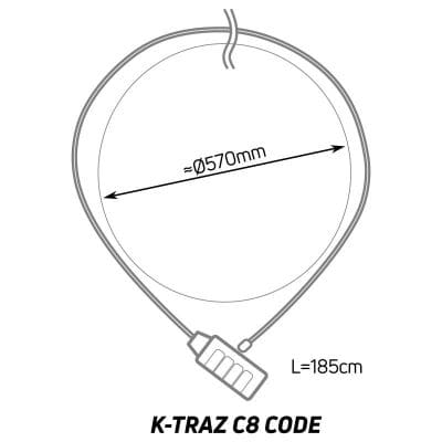 Antivol Vélo Chaîne à Code Zéfal K-TRAZ C8 Ø 12mm L 1.85M