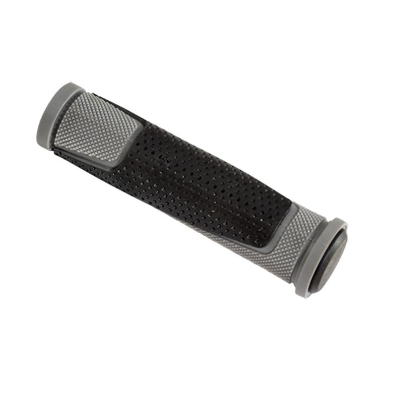 POIGNEE VELO ATOO CAOUTCHOUC GRIS/NOIR AVEC BOUCHON 130MM (PR)