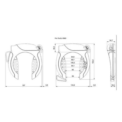 Antivol Vélo Fer à Cheval Abus Pro Tectic 4960 Noir + 6KS/85 + ST5850