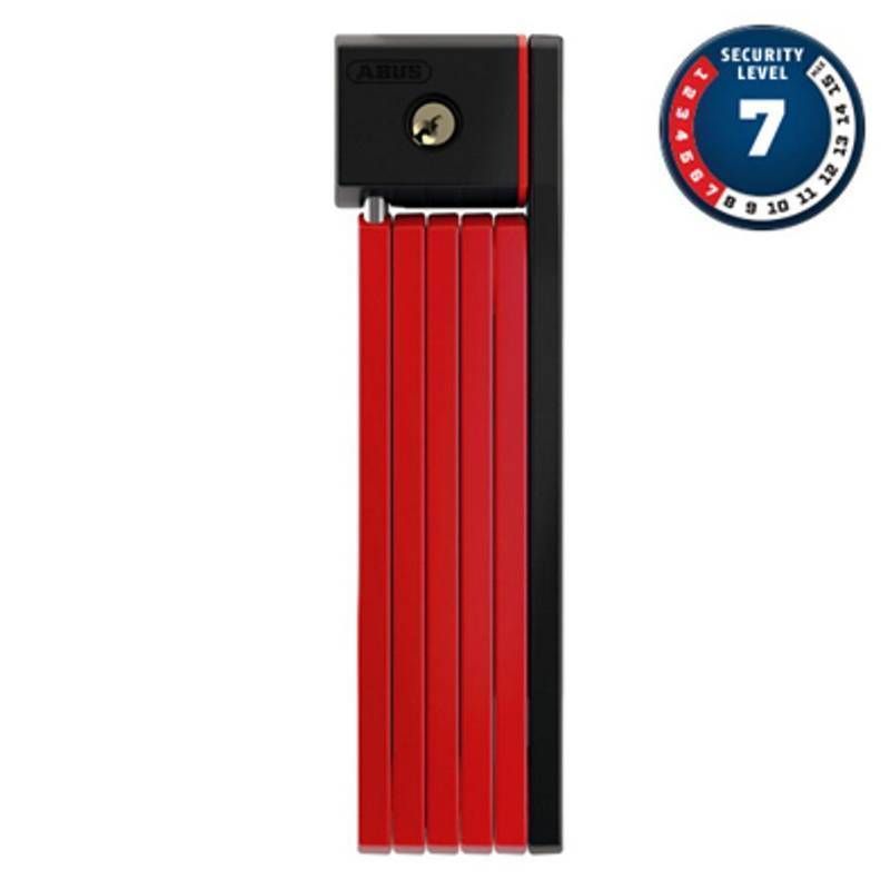 Antivol Vélo Pliable à Clé Abus L 80cm Bordo Big Ugrip 5700K/80 Rouge + Support