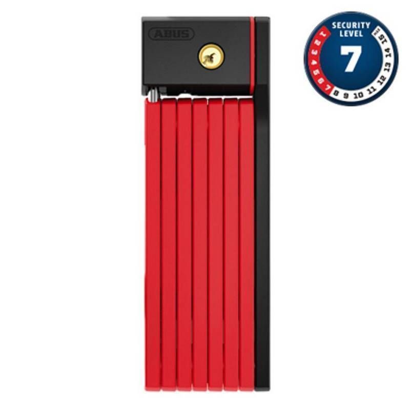 Antivol Vélo Pliable à Clé Abus L 100cm Bordo Big Ugrip 5700/100 Rouge + Support
