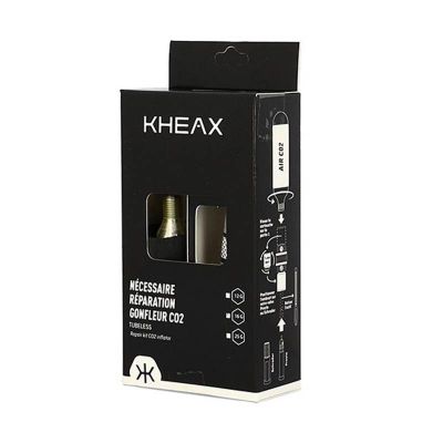 Kit Réparation Tubeless Kheax Alu Argent Embout CO2 + Cartouche CO2 12gr