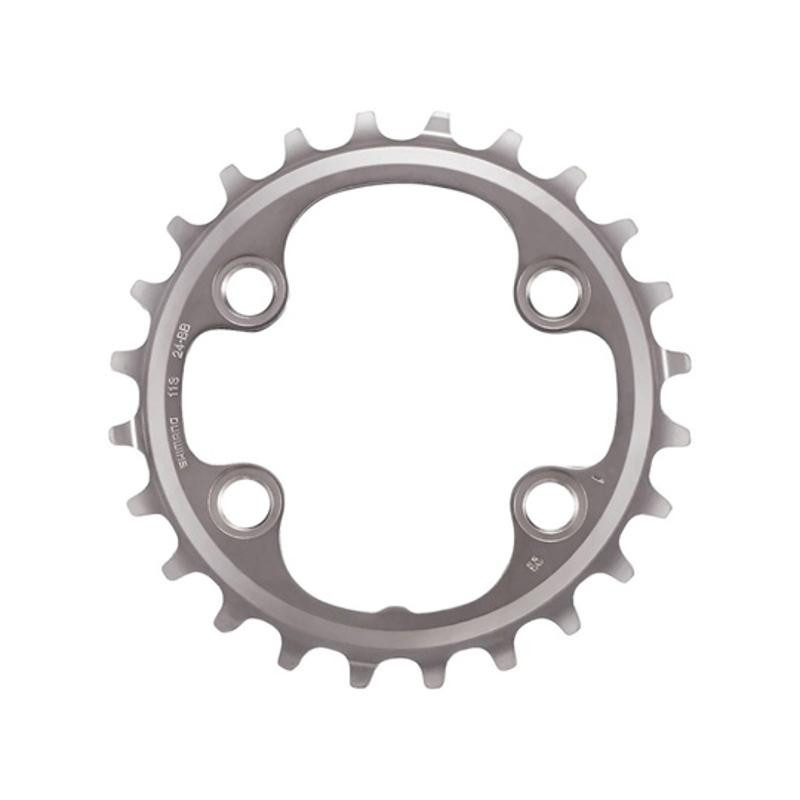 PLATEAU VTT DOUBLE DIAM  64 INTER 24DTS ARGENT 4 BRANCHES SHIMANO ORIGINE M8000/MT700 11V