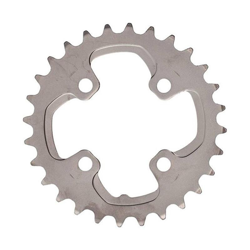 PLATEAU VTT DOUBLE DIAM 64 INTER 28DTS ARGENT 4 BRANCHES SHIMANO ORIGINE DEORE XT M785 10V