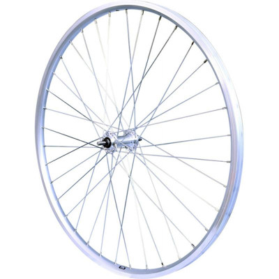 ROUE VTC 28" AV ECROU AXE PLEIN JANTE ARGENT MACH1 ER10. MOY MICHE MAGNUM V-BRAKE 36T
