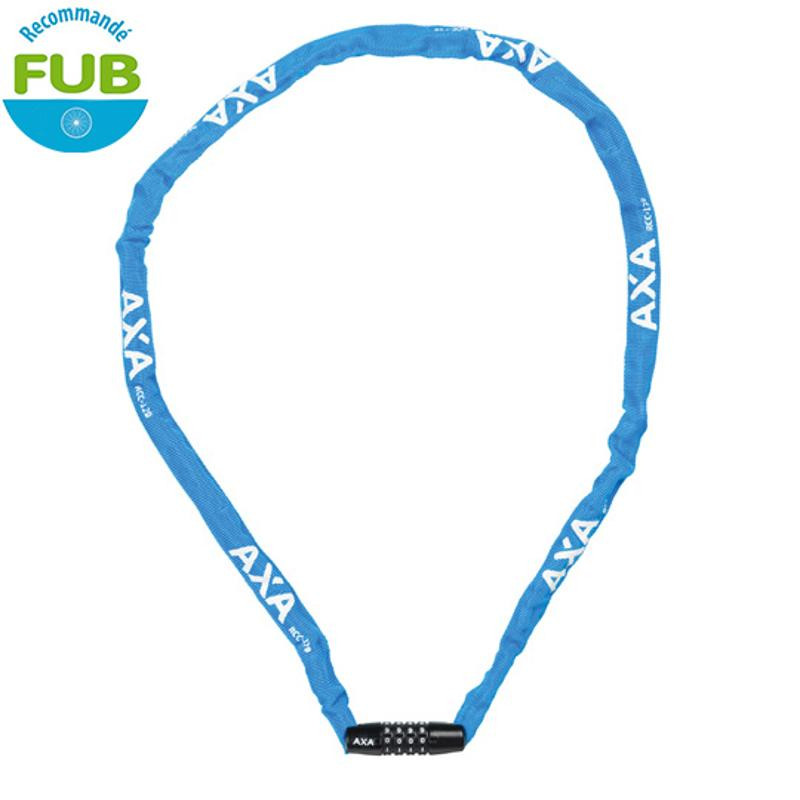 ANTIVOL VELO CHAINE A CODE D3.5 X 1.20M AXA RIGID RCC BLEU