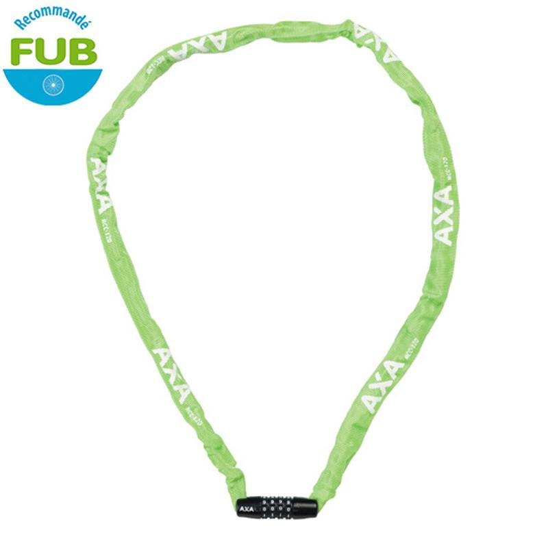 ANTIVOL VELO CHAINE A CODE D3.5 X 1.20M AXA RIGID RCC VERT
