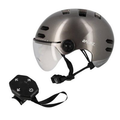 Casque Urbain Optimiz O394 Gris Brillant In Mold 58/61 Clignotant