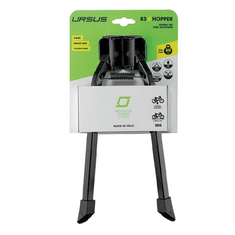 Béquille Centrale URSUS JUMBO 28 - Hauteur 300mm - Noir - Pour VAE Et Vélo Cargo