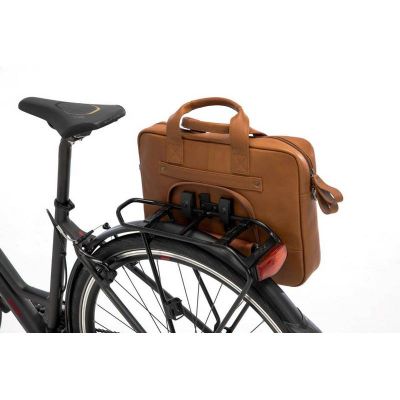 Sacoche Vélo Porte-Bagages NEWLOOXS Cuir Luko Cognac 10 L 42cm x 6cm x 30cm