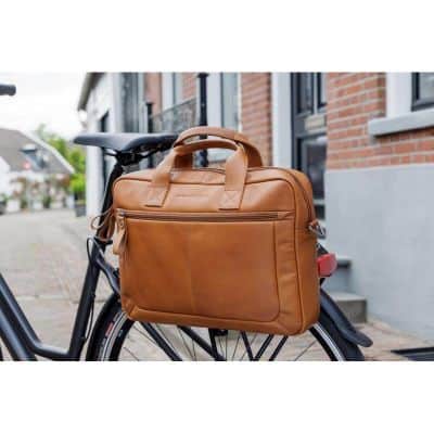 Sacoche Vélo Porte-Bagages NEWLOOXS Cuir Luko Cognac 10 L 42cm x 6cm x 30cm