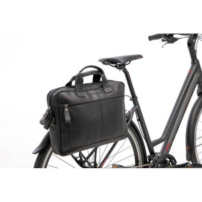 Sacoche Vélo Porte-Bagages NEWLOOXS Cuir Luko Noir 10 L 42cm x 6cm x 30cm