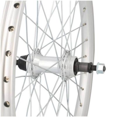 Roue VTT 20" Arrière Velox Ecrou Axe Plein Jante Argent Mach1 ER10 Double Paroi Moy. Miche Alu 5/6/7V