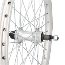 Roue VTT 20" Arrière Velox Ecrou Axe Plein Jante Argent Mach1 ER10 Double Paroi Moy. Miche Alu 5/6/7V