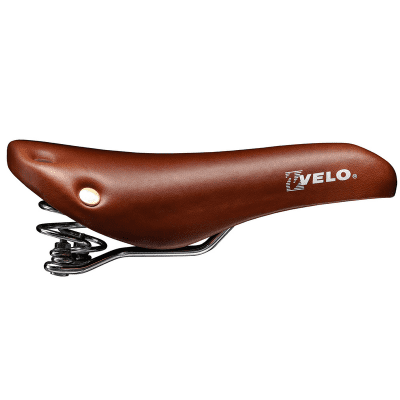 Selle Vélo avec Ressort VELO Cuir Brun + Rivet