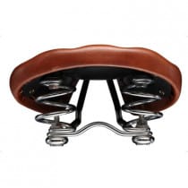 Selle Vélo avec Ressort VELO Cuir Brun + Rivet