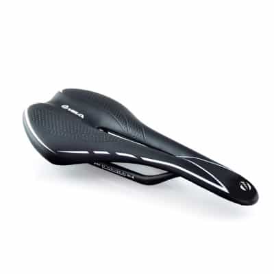 Selle Vélo VELO Racing Miles I0 Rails Carbone pour Homme Noir/Blanc