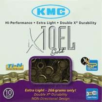Chaîne de Vélo KMC X-10EL 114 Maillons 10 Vitesses Index Doré