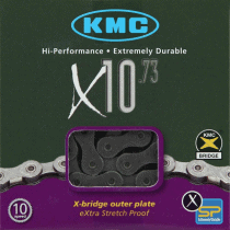 Chaîne de Vélo KMC X10 114 Maillons 10 Vitesses Index Gris