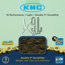 Chaîne de Vélo KMC X9 114 Maillons 9 Vitesses Index Doré