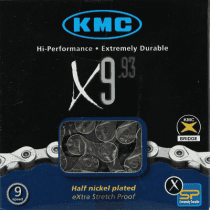 Chaîne de Vélo KMC X9 114 Maillons 9 Vitesses Argent / Gris